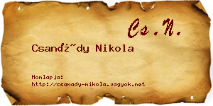 Csanády Nikola névjegykártya